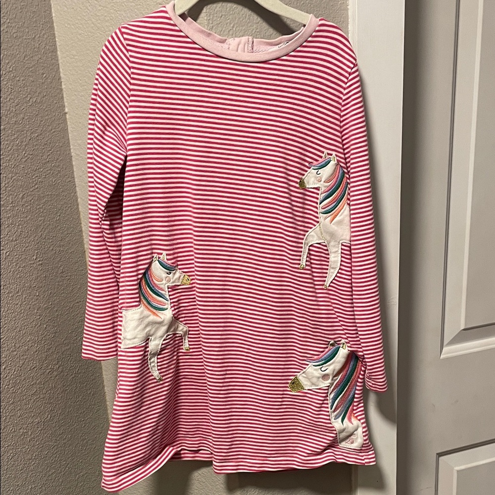 Joules Pink Striped Unicorn Dress